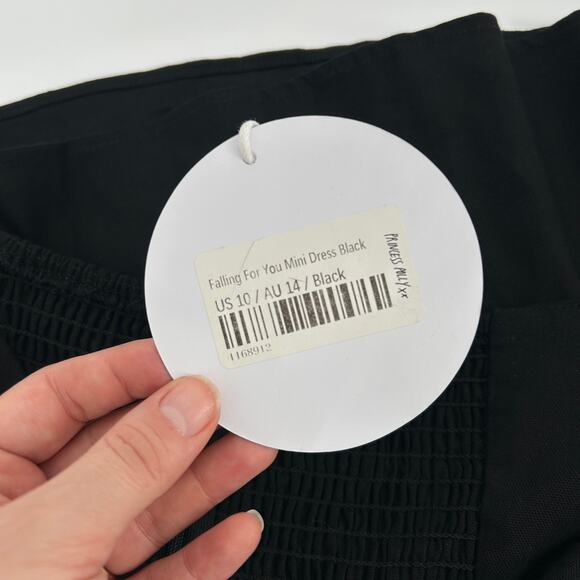 PRINCESS POLLY Mini Dress Womens 10 LBD Baddie Grunge Black Cotton Linen Blend - Picture 8 of 10